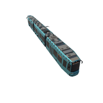 Low Poly Tram 19_Blue